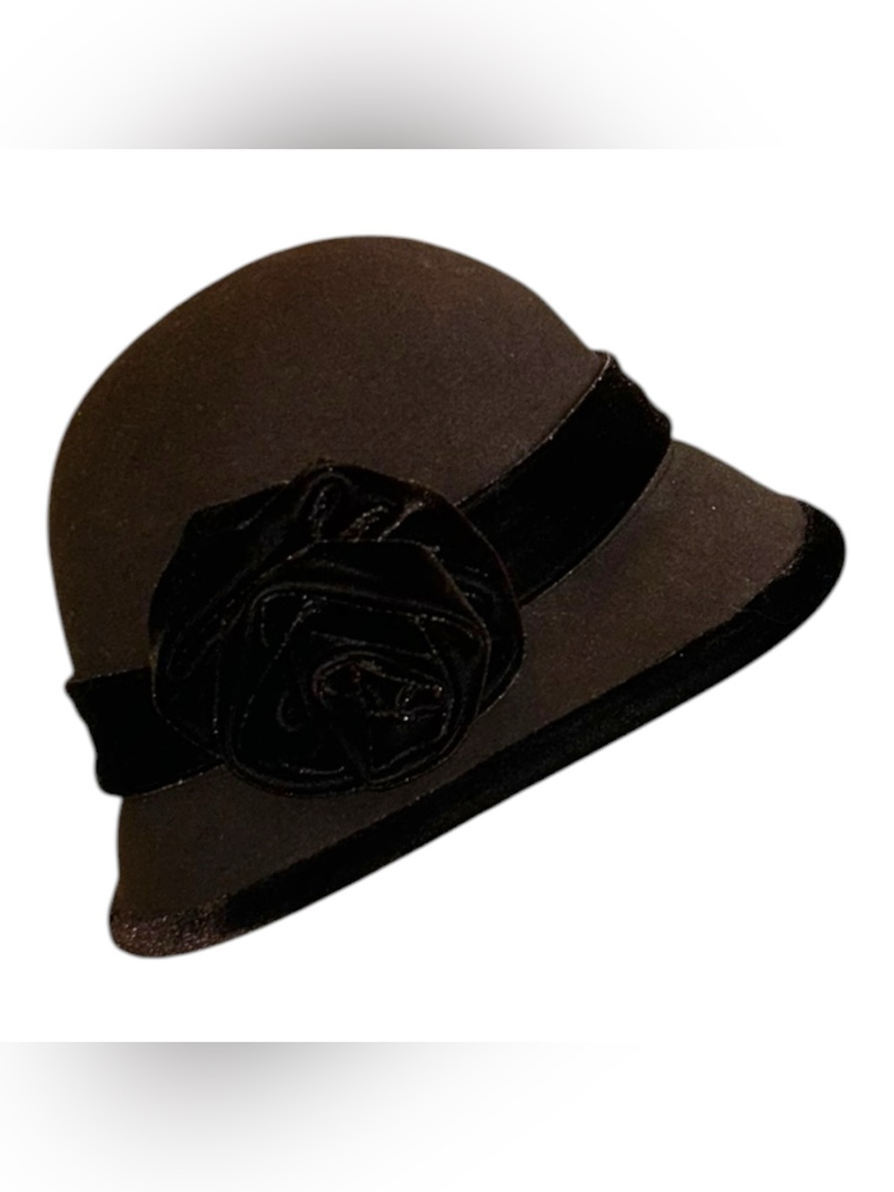 Vintage 2000s Kingdom Dreams Brown Felt Fedora Hat Velvet Trim Gospel Fashion